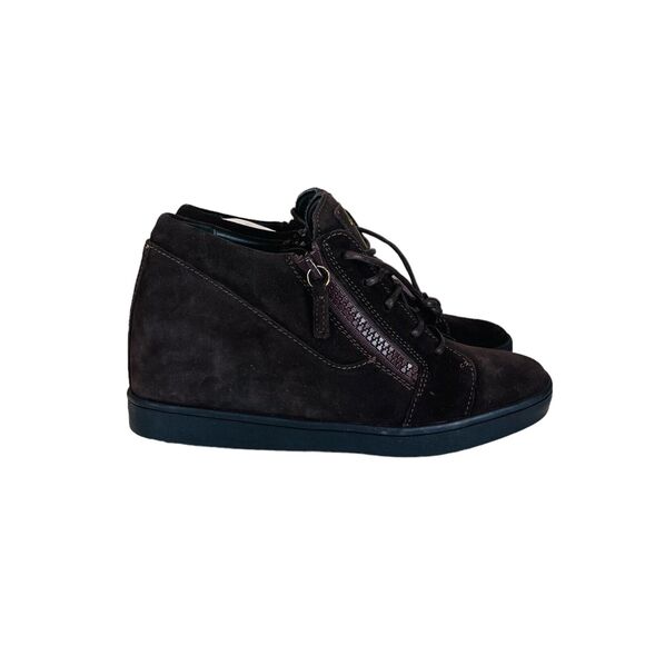 Giuseppe Zanotti Lorenz Gold Logo Leather Heels Sneakers - Picture 4 of 7